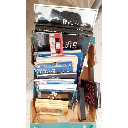 164 - A box of Elvis books and memorabilia. No shipping. Arrange collection or your own packer and shipper... 