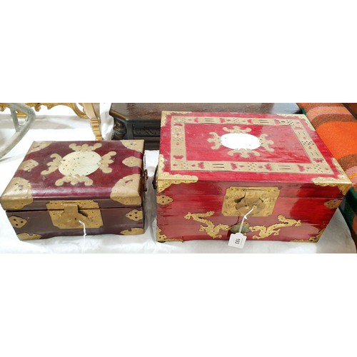 193 - Two vintage Chinese jewellery boxes, the widest 12