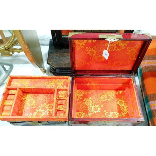 193 - Two vintage Chinese jewellery boxes, the widest 12