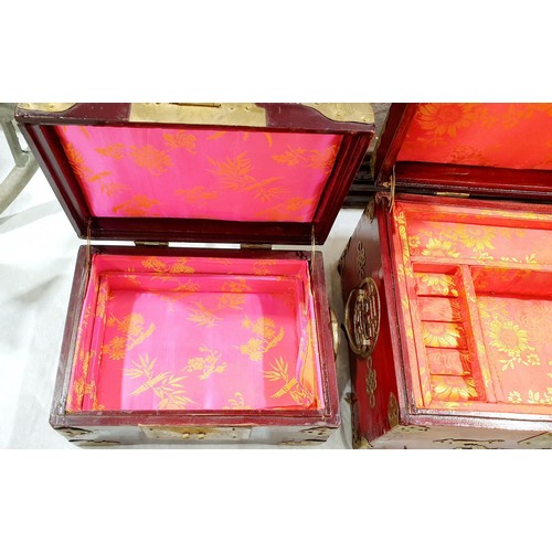 193 - Two vintage Chinese jewellery boxes, the widest 12