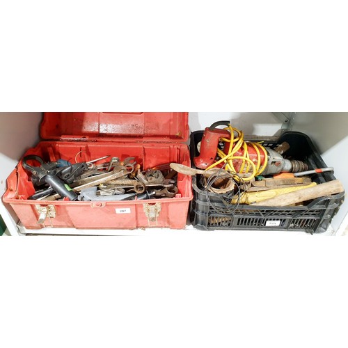 207 - Two boxes of tools and assorted. No shipping. Arrange collection or your own packer and shipper, ple... 