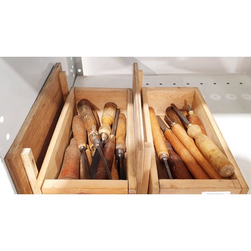 217 - Two boxes of vintage chisels. No shipping. Arrange collection or your own packer and shipper, please... 