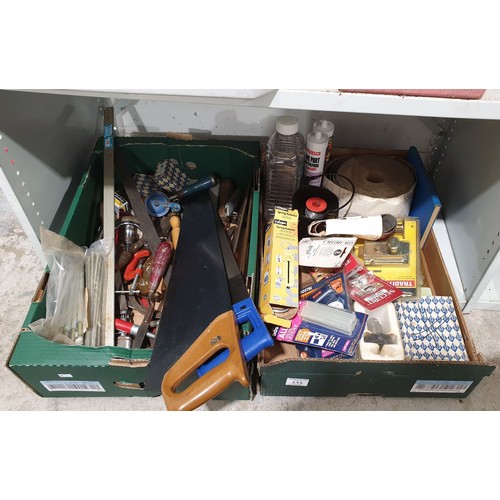 222 - Two boxes of tools and assorted. No shipping. Arrange collection or your own packer and shipper, ple... 