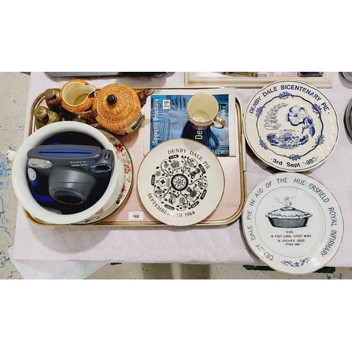 166 - A Denby Dale commemorative pie plate dated 4th August 1928 together with other ceramics and assorted... 