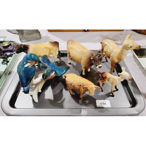 174 - Five Beswick model animals, the tallest 5.75