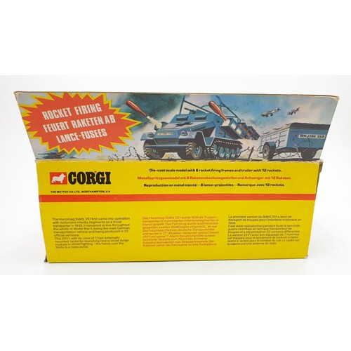 19 - A vintage boxed Corgi German Semi-track Hanomag Sdkfz 251/1 Rocket Launcher, 907. UK shipping £14. W... 