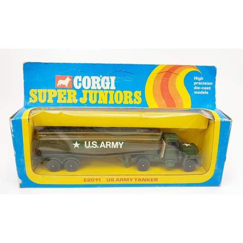 20 - A vintage boxed Corgi E2011 US Army Tanker together with E2012 Military Transporter And Armoured Car... 