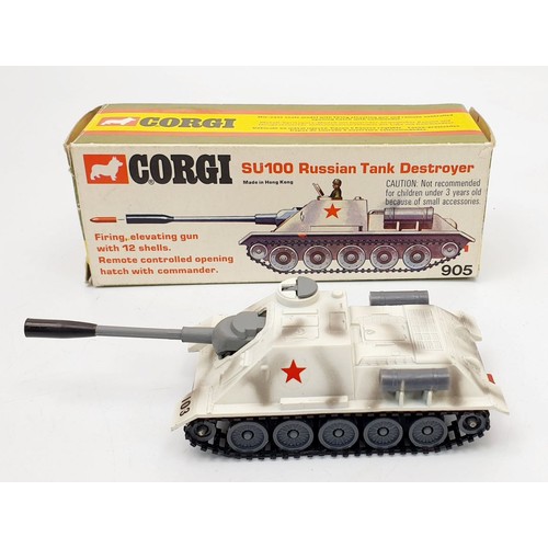 22 - A vintage boxed Corgi SU100 Tank Destroyer, 905. UK shipping £14. We combine shipping.