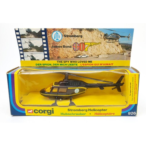 31 - A vintage boxed Corgi The Spy Who Loved Me Stromberg Helicopter, 926. UK shipping £14. We combine sh... 