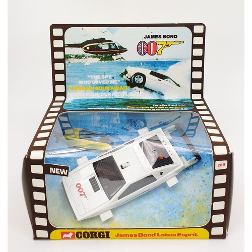 32 - A Corgi James Bond Lotus Esprit, 269 in a reproduction box. UK shipping £14. We combine shipping.