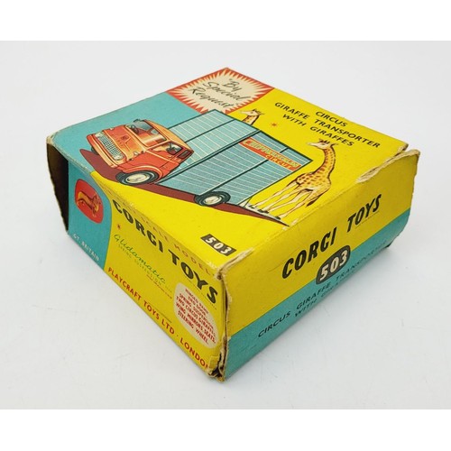 84 - A vintage boxed Corgi Circus Giraffe Transporter with a Giraffe, 503. UK shipping £14. We combine sh... 