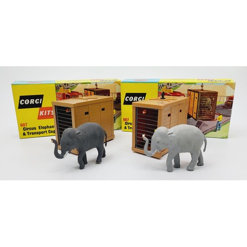 94 - Two vintage boxed Corgi Kits Circus Elephant and Transport Cage, 607, one A/F. UK shipping £14. We c... 