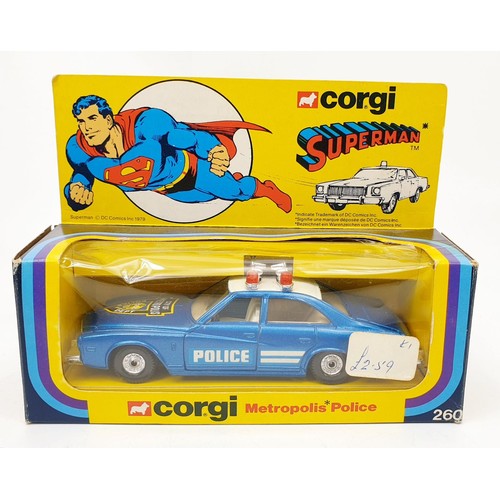 43 - A vintage boxed Corgi Superman Metropolis Police car, 260. UK shipping £14. We combine shipping.