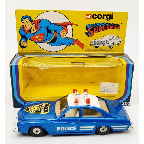 43 - A vintage boxed Corgi Superman Metropolis Police car, 260. UK shipping £14. We combine shipping.