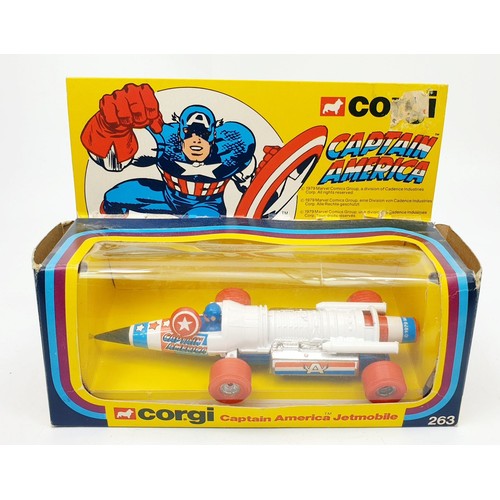 46 - A vintage boxed Corgi Captain America Jetmobile, 263. UK shipping £14. We combine shipping.