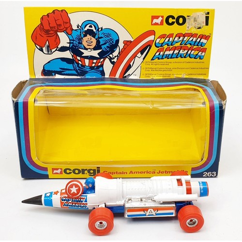 46 - A vintage boxed Corgi Captain America Jetmobile, 263. UK shipping £14. We combine shipping.