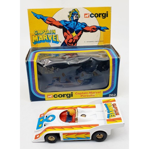 47 - A vintage boxed Corgi Captain Marvel Porsche, 262. UK shipping £14. We combine shipping.