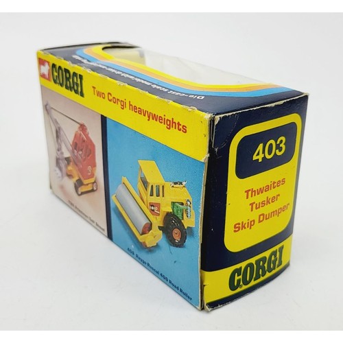 108 - A vintage boxed Corgi Skip Dumper, 403. UK shipping £14. We combine shipping.