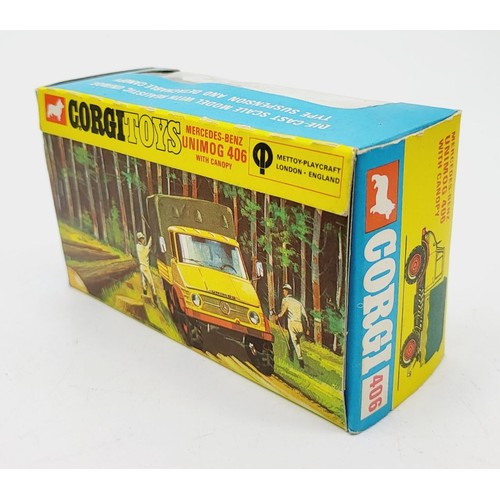 109 - A vintage boxed Corgi Mercedes Unimog, 406 with canopy. UK shipping £14. We combine shipping.