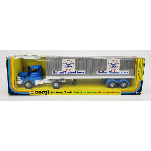 115 - A vintage boxed Corgi Container Truck, 1107. UK shipping £14. We combine shipping.