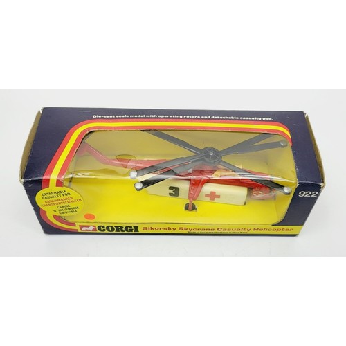 122 - A vintage boxed Corgi Sikorsky Sky Crane Casualty Helicopter, 922. UK shipping £14. We combine shipp... 