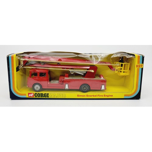 125 - A vintage boxed Corgi Simon Snorkel Fire Engine, 1127. UK shipping £14. We combine shipping.