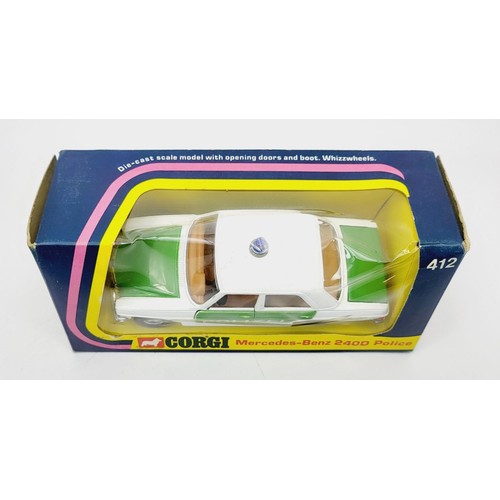 131 - A vintage boxed Corgi Mercedes Benz 240D Police, 412. UK shipping £14. We combine shipping.