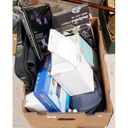 246 - A box of small electricals. No shipping. Arrange collection or your own packer and shipper, please. ... 