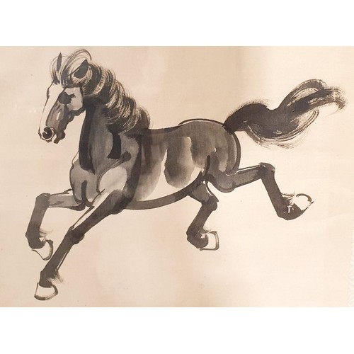 259 - A Chinese watercolour painting of a horse on silk, 12