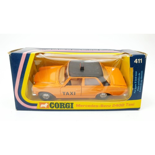 163 - A vintage boxed Corgi Mercedes Benz 240 Taxi, 411. UK shipping £14. We combine shipping.