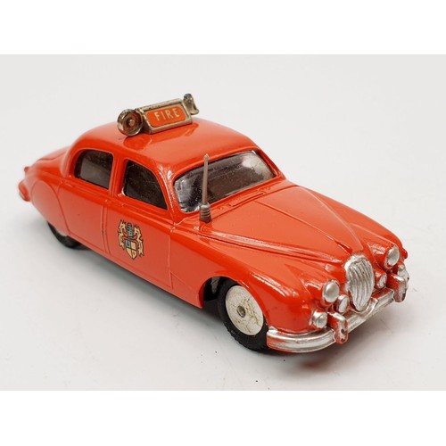 154 - A vintage boxed Corgi 2.4 Jaguar Fire Service Car, 213. UK shipping £14. We combine shipping.