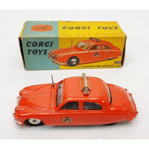 154 - A vintage boxed Corgi 2.4 Jaguar Fire Service Car, 213. UK shipping £14. We combine shipping.