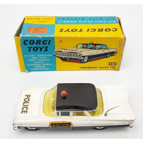 147 - A vintage boxed Corgi Chevrolet Police Car, 481. UK shipping £14. We combine shipping.