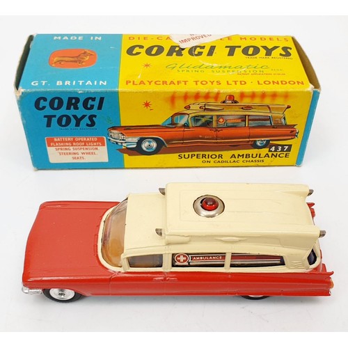 143 - A vintage boxed Corgi Superior Ambulance on Cadillac Chassis, 437. UK shipping £14. We combine shipp... 