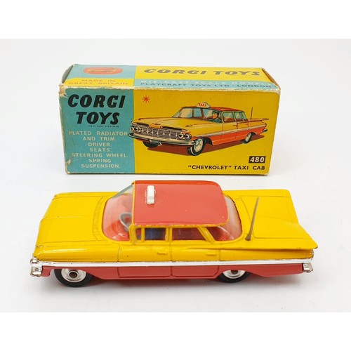 168 - A vintage boxed Corgi Chevrolet Taxi Cab, 480. UK shipping £14. We combine shipping.