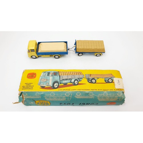 170 - A vintage boxed Corgi E.R.F. Dropside Lorry and Platform Trailer with Cement and Plank Load, Gift Se... 