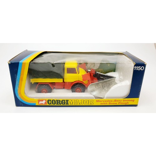 186 - A vintage boxed Corgi Mercedes Benz Unimog with Snow Plough, 1150. UK shipping £14. We combine shipp... 