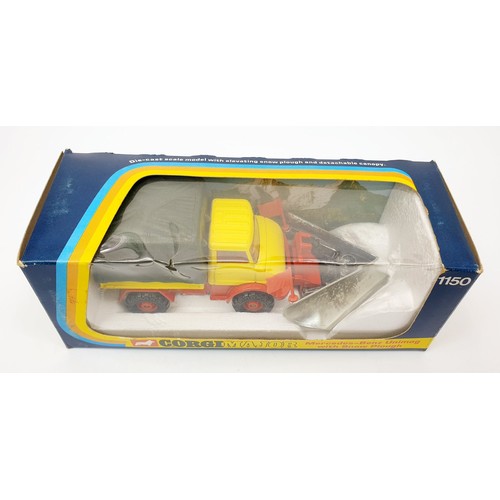 186 - A vintage boxed Corgi Mercedes Benz Unimog with Snow Plough, 1150. UK shipping £14. We combine shipp... 