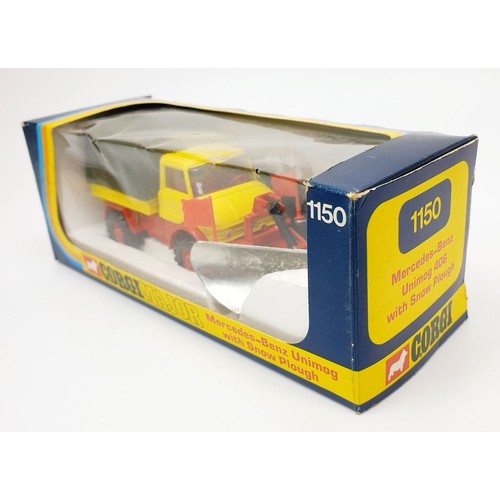 186 - A vintage boxed Corgi Mercedes Benz Unimog with Snow Plough, 1150. UK shipping £14. We combine shipp... 