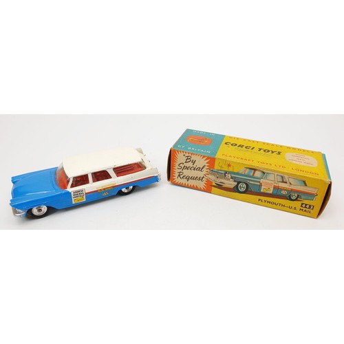 194 - A vintage boxed Corgi Plymouth-U.S. Mail, 443. UK shipping £14. We combine shipping.