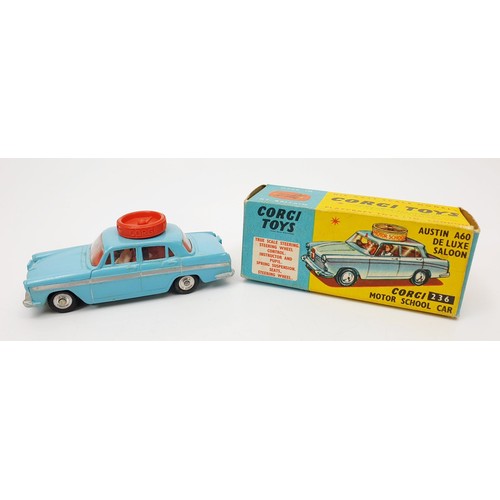 195 - A vintage boxed Corgi Motor School Car, 236. UK shipping £14. We combine shipping.