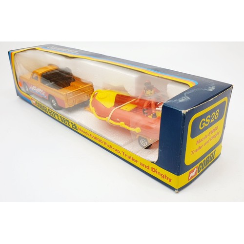 207 - A vintage boxed Corgi Mazda B1600 Pick-Up Trailer and Dingy, Gift Set 28. UK shipping £14. We combin... 