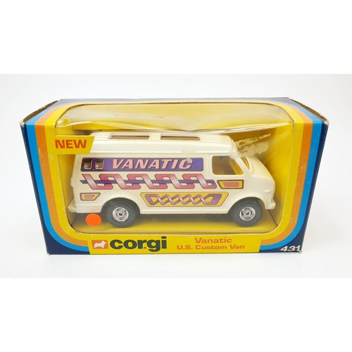 210 - A vintage boxed Corgi Vanatic U.S. Custom Van, 431. UK shipping £14. We combine shipping.