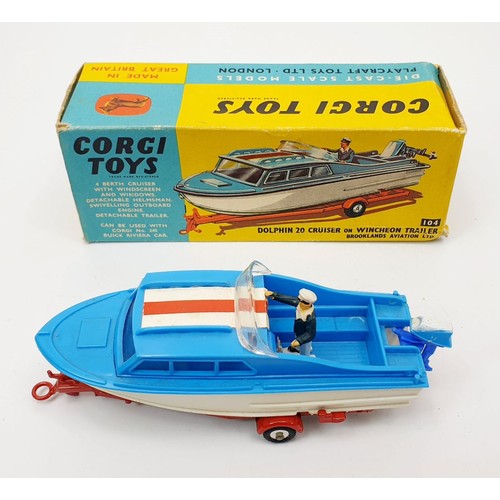 219 - A vintage boxed Corgi Dolphin 20 Cruiser on Wincheon Trailer, 104. UK shipping £14. We combine shipp... 