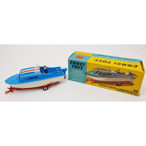 219 - A vintage boxed Corgi Dolphin 20 Cruiser on Wincheon Trailer, 104. UK shipping £14. We combine shipp... 