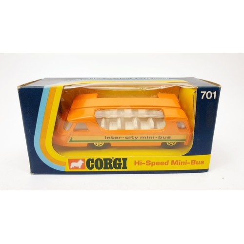 221 - A vintage boxed Corgi Hi-Speed Mini-Bus, 701. UK shipping £14. We combine shipping.