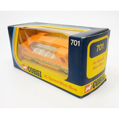 221 - A vintage boxed Corgi Hi-Speed Mini-Bus, 701. UK shipping £14. We combine shipping.