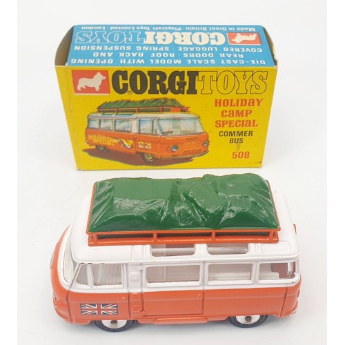 255 - A vintage boxed Corgi Holiday Camp Special Commer Bus, 508. UK shipping £14. We combine shipping.