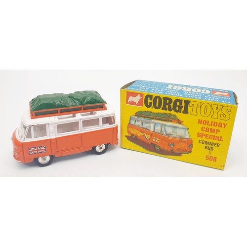 255 - A vintage boxed Corgi Holiday Camp Special Commer Bus, 508. UK shipping £14. We combine shipping.