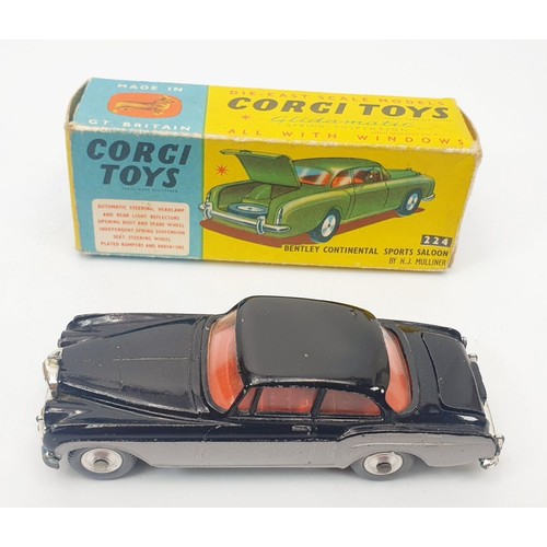 282 - A vintage boxed Corgi Bentley Continental Sports Saloon, by H. J. Mulliner, 224. UK shipping £14. We... 